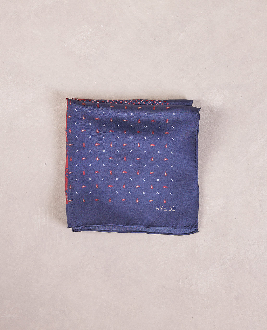 The Silk Pocket Square - 100% Silk Pocket Square - Red/Blue Geo